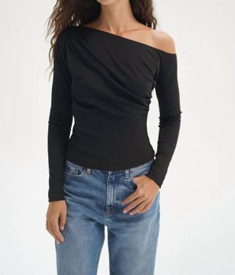 LnA Panama Drape Top In Liquid Onyx