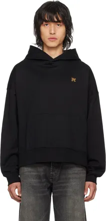 パーカー・フーディ PALM ANGELS Men Sweater PMBB155S25FLE0031003 Black CURVED LOGO ZIPPED HOODY BLACK - OFF WHI in BLACK - OFF