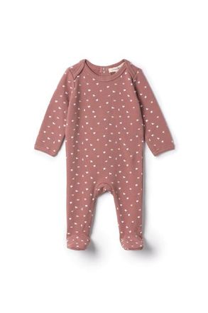Fragile Girl Bird Print French Fleece Romper in Rosette at Nordstrom, Size 3M