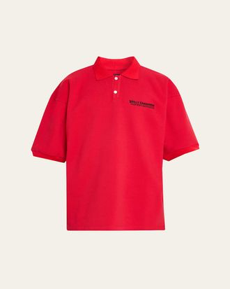 Willy Chavarria Mens Football Structured Cotton Polo Shirt