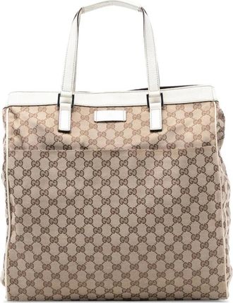 Gucci Pre-owned Tote Bags, female, Brown, Size: ONE SIZE Pre-owned Canvas Tote Bag
