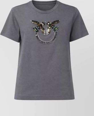 Pinko crew neck embellished nylon silk top