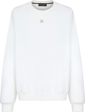 Dolce & Gabbana Hoodies & sweatvesten, Heren, Wit, L, Katoen, Sweatshirts & Hoodies