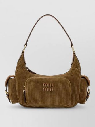 Miu Miu corduroy shoulder bag front pocket strap