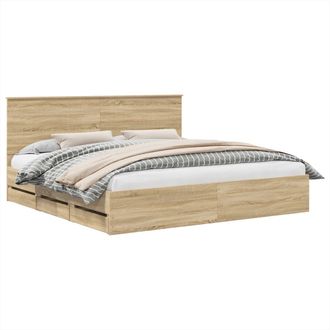 vidaXL Estructura De Cama Roble Sonoma 200 X 200 Cm Madera Ingenieril Vidaxl