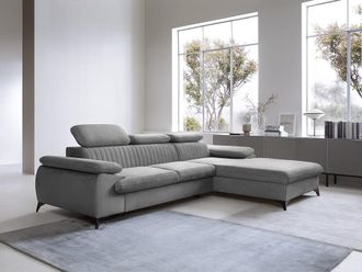 VENTE-UNIQUE.COM Sof&aacute; rinconera terciopelo gris claro