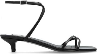 Toteme Schoenen, Dames, Zwart, 40 EU, Leer, Leren Sandalen met Gekruiste Banden