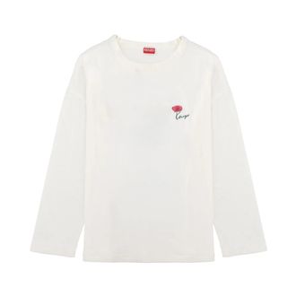 Kenzo Tulip Print T-shirt - Dames - Longsleeves - Wit - L - Katoen - Tops