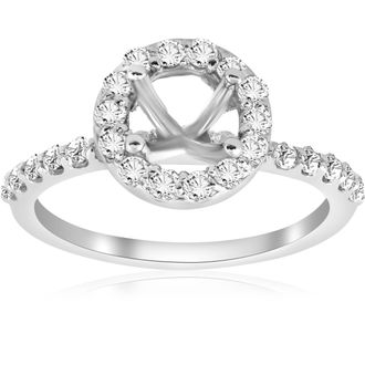 Pompeii3 1/2ct Diamond Halo Engagement Ring Setting 14K White Gold Size Selectable