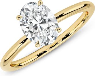 MAX + STONE 14k Yellow or White Gold 3 Carat Oval Cut Cubic Zirconia Engagement Ring