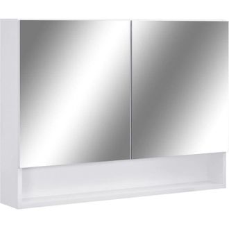 vidaXL Armario De Ba&ntilde;o Con Espejo Mdf Blanco 80x15x60 Cm Vidaxl