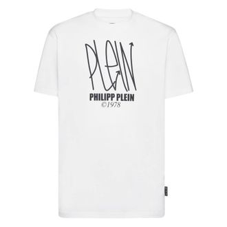 Philipp Plein Tops, Heren, Wit, 5Xl, Katoen, T-shirt Ronde Hals SS Skull