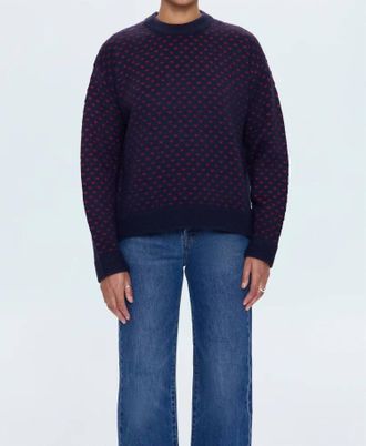 Pistola Denim Hanna Oversized Sweater In Navy Red Hearts