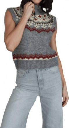 Line & Dot Brennan Fair Isle Knit Sweater Vest In Grey