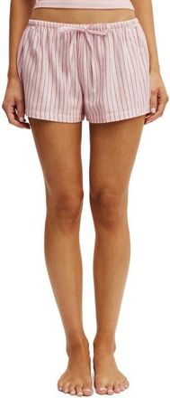 Cotton On Womens Cloud Soft Flannel Short in Gerry Stripe Pink Kiss Black at Nordstrom, Size X-Large