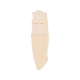 Jean Paul Gaultier Gowns, female, Beige, Size: S Panelled High Neck Gown