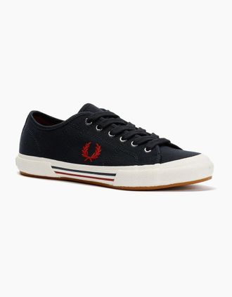 Fred Perry Mens Fred Perry B708 Vintage Tennis Canvas Mens Navy/Red Trainers - Blue - Size: 11