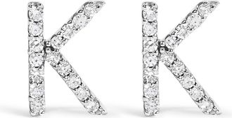 House of Brilliance 10K Gold 1/10 Cttw Diamond Initial A to Z Stud Earring