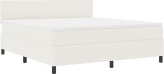 vidaXL Box Spring Bed Cream and White 180 x 200 cm Corduroy Fabric vidaXL