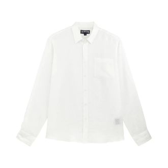 Vilebrequin Caroubis Linnen Overhemd - Heren - Casual Overhemden - Wit - 2XL - Linnen - Overhemden