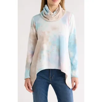 Go Couture Turtleneck Asymmetric Sweater in Mocha Splash at Nordstrom Rack, Size X-Large