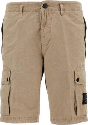 Stone Island Casual Shorts, male, Beige, Size: W32 Cargo Shorts