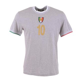 Dolce & Gabbana T-Shirts, male, Gray, Size: XS Italy 10 Short Sleeve T-shirt