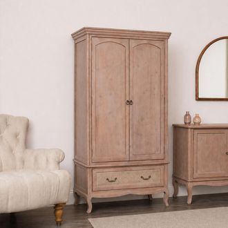 Melody Maison Large Solid Wood Wardrobe - Hessian Range in Brown