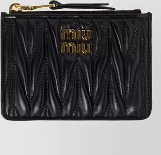 Miu Miu quilted credit card holder gold hardware keyring