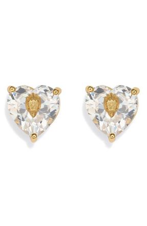 Kurt Geiger Crystal Heart Stud Earrings in Gold/Crystal at Nordstrom
