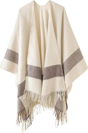 Generic Winter Shawl Wraps Poncho Cape - Womens Warm Open Front Printed Reversible Oversized Blanket Cardigan Fashionable Elegant Knitted Fall Wool Spinning P