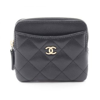 Chanel Matelasse Black Grained Calfskin Coin Purse/Coin Case (Pre-Owned)