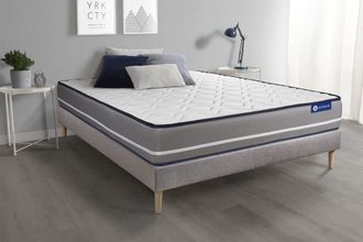 Actisom Somier gris + colch&oacute;n con espuma viscoel&aacute;stica 120 x 195