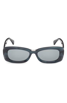 Max Mara 53mm Rectangular Sunglasses in Striped Gunmetal /Mint at Nordstrom