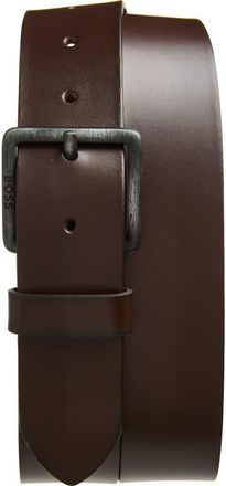 BOSS Jeeko Leather Belt in Dark Brown at Nordstrom, Size 32
