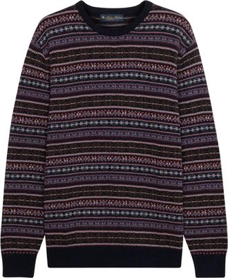 Brooks Brothers Truien & Vesten, Heren, Veelkleurig, XL, Wol, Fair Isle Lamswol Trui met Ronde Hals