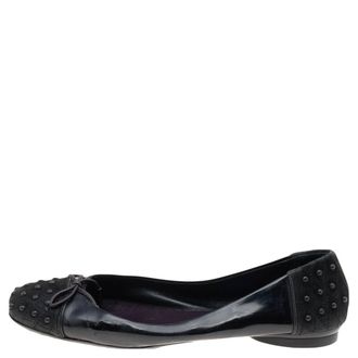Tod's Tods Black Suede And Leather Bow Flats