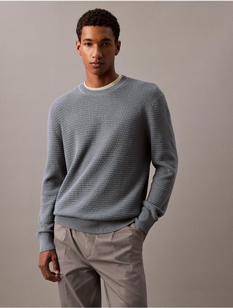 Calvin Klein Mens Supima Cotton Sweater - Grey - XS
