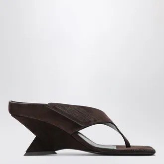 The Attico Cheope suede thong sandals in dark brown