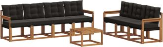 vidaXL Conjunto De Sof&aacute;s De Exterior 8 Uds. Natural Y Negro Vidaxl