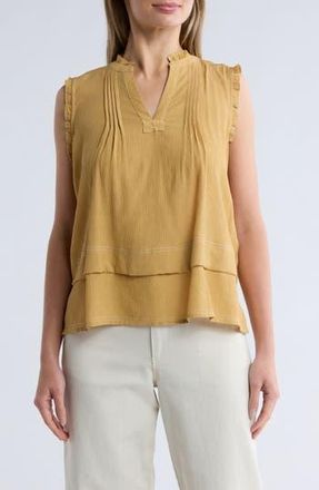 Adrianna Papell Stitched Tiered Tank in Golden Maize/Ivory at Nordstrom Rack, Size X-Small