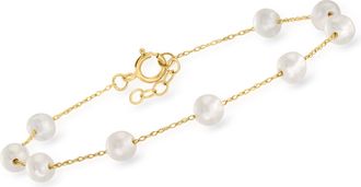 Canaria Canaria 4-5mm Cultured Pearl Station Bracelet in 10kt Yellow Gold