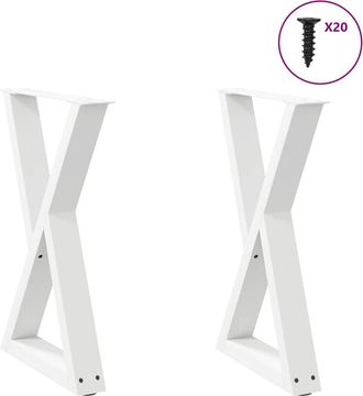 vidaXL Vidaxl Gambe Per Tavolo Da Pranzo 2 Pz Bianche 50x(72-73,3) Cm In