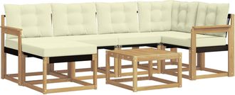 vidaXL Conjunto De Sof&aacute;s De Exterior 7 Uds. Blanco Y Crema Vidaxl