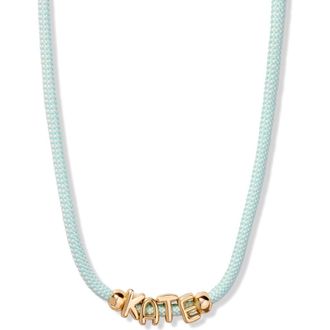 Brook & York Breezy Name Necklace in Gold/mint at Nordstrom
