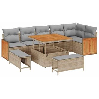 vidaXL Garden Sofa Set 11 pcs Beige and Light Grey Poly Rattan vidaXL