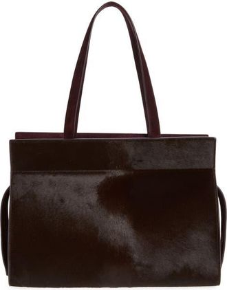 Khaite Crosby Genuine Calf Hair Tote in Rouge Noir at Nordstrom