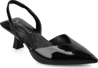 Journee Collection Fallon Slingback Pump in Black Patent at Nordstrom Rack, Size 7.5