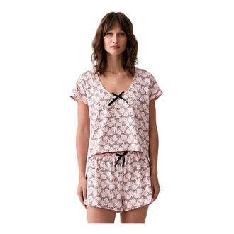 Karl Lagerfeld Signature Strik Pyjamaset - Dames - Pyjama - Roze - M - Katoen - Nachtkleding