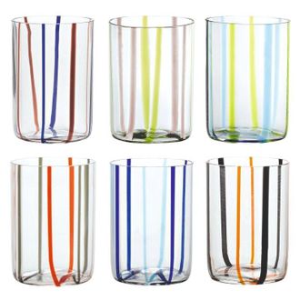 Zafferano Assortimento Bicchiere Tirache Zafferano in vetro borosilicato bicolore Verde-ametista box 6 pezzi